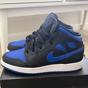 Nike Air Jordan 1 Mid Black and Royal Blue